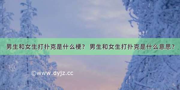 男生和女生打扑克是什么梗？ 男生和女生打扑克是什么意思？