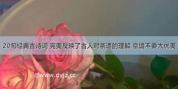 20句经典古诗词 完美反映了古人对茶道的理解 意境不要太优美