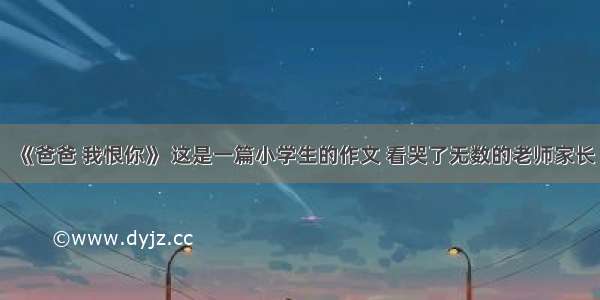 《爸爸 我恨你》 这是一篇小学生的作文 看哭了无数的老师家长