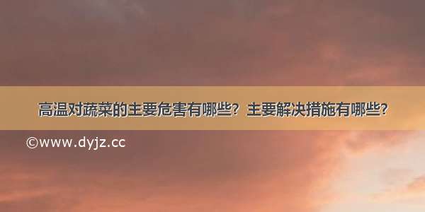 高温对蔬菜的主要危害有哪些？主要解决措施有哪些？