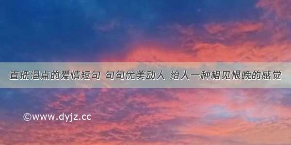 直抵泪点的爱情短句 句句优美动人 给人一种相见恨晚的感觉