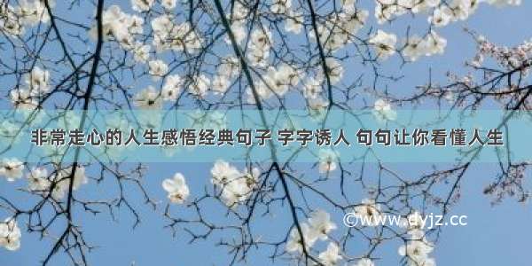 非常走心的人生感悟经典句子 字字诱人 句句让你看懂人生