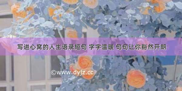 写进心窝的人生语录短句 字字温暖 句句让你豁然开朗