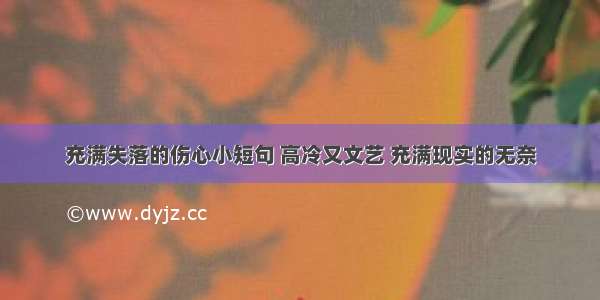 充满失落的伤心小短句 高冷又文艺 充满现实的无奈