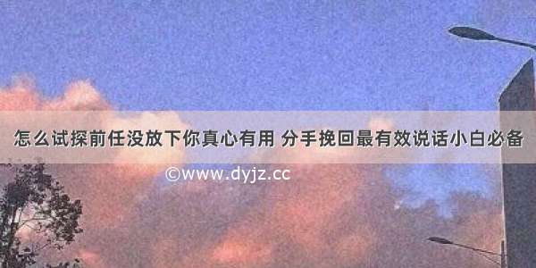 怎么试探前任没放下你真心有用 分手挽回最有效说话小白必备