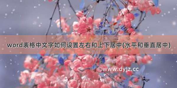 word表格中文字如何设置左右和上下居中(水平和垂直居中)