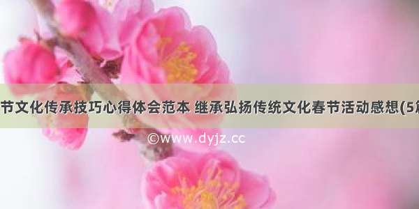 春节文化传承技巧心得体会范本 继承弘扬传统文化春节活动感想(5篇)