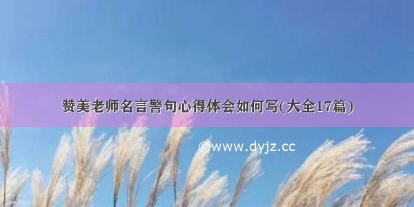 赞美老师名言警句心得体会如何写(大全17篇)