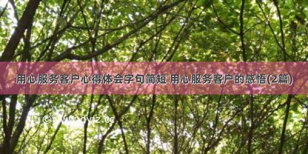 用心服务客户心得体会字句简短 用心服务客户的感悟(2篇)