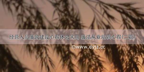 经营人员廉政建设心得体会实用 廉洁从业培训心得(二篇)