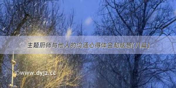 主题厨师与他人的沟通心得体会和感想(八篇)