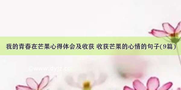 我的青春在芒果心得体会及收获 收获芒果的心情的句子(9篇)