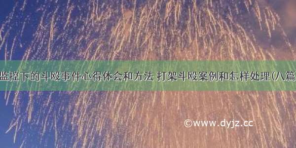 监控下的斗殴事件心得体会和方法 打架斗殴案例和怎样处理(八篇)