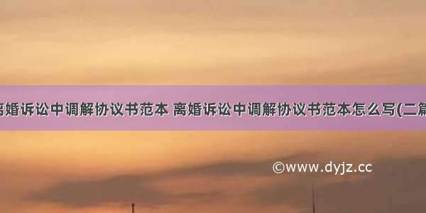 离婚诉讼中调解协议书范本 离婚诉讼中调解协议书范本怎么写(二篇)