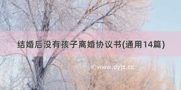 结婚后没有孩子离婚协议书(通用14篇)