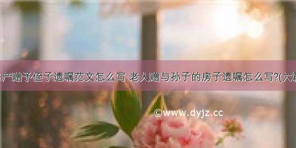 房产赠予侄子遗嘱范文怎么写 老人赠与孙子的房子遗嘱怎么写?(六篇)