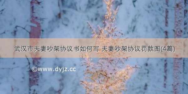 武汉市夫妻吵架协议书如何写 夫妻吵架协议罚款图(4篇)