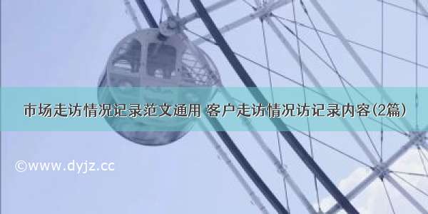 市场走访情况记录范文通用 客户走访情况访记录内容(2篇)