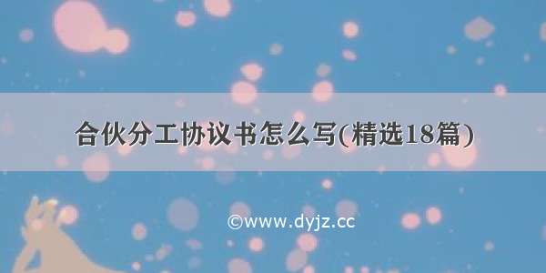 合伙分工协议书怎么写(精选18篇)