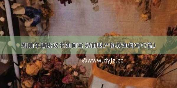 婚前车辆协议书如何写 婚前财产协议如何写(7篇)