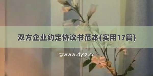 双方企业约定协议书范本(实用17篇)