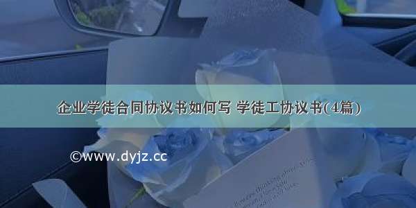 企业学徒合同协议书如何写 学徒工协议书(4篇)