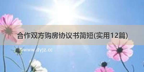 合作双方购房协议书简短(实用12篇)