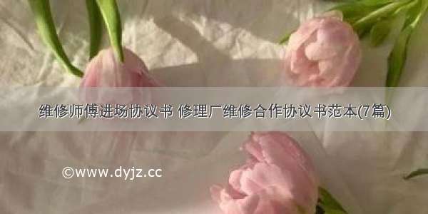 维修师傅进场协议书 修理厂维修合作协议书范本(7篇)