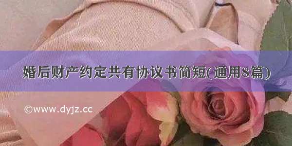 婚后财产约定共有协议书简短(通用8篇)