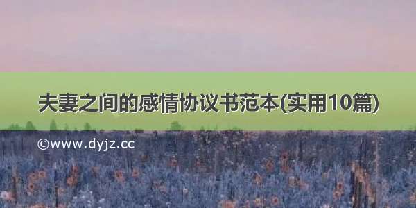 夫妻之间的感情协议书范本(实用10篇)