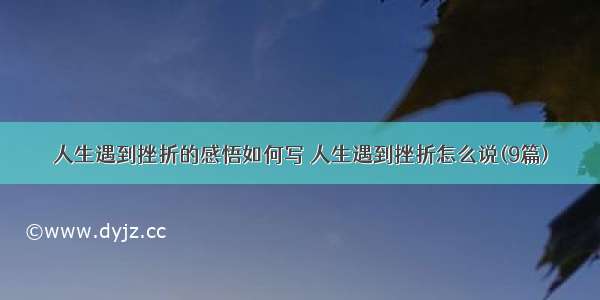 人生遇到挫折的感悟如何写 人生遇到挫折怎么说(9篇)