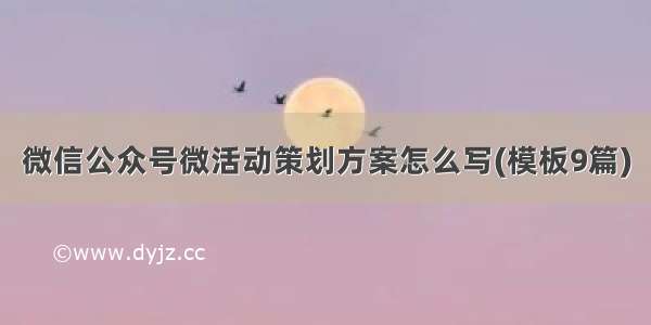 微信公众号微活动策划方案怎么写(模板9篇)