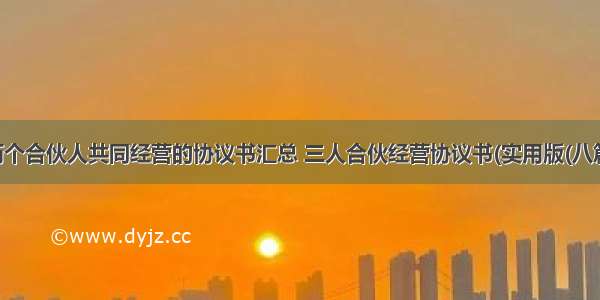 两个合伙人共同经营的协议书汇总 三人合伙经营协议书(实用版(八篇)