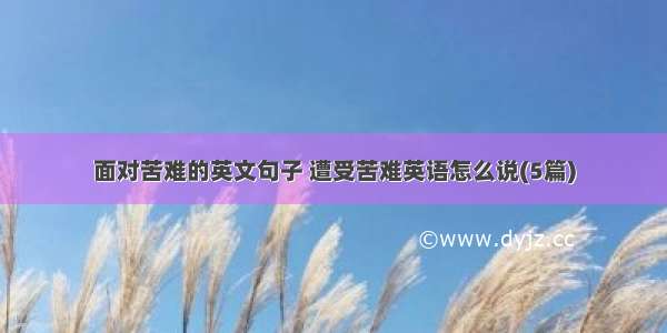 面对苦难的英文句子 遭受苦难英语怎么说(5篇)