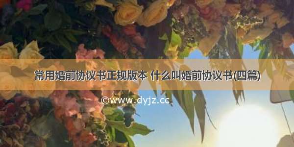 常用婚前协议书正规版本 什么叫婚前协议书(四篇)