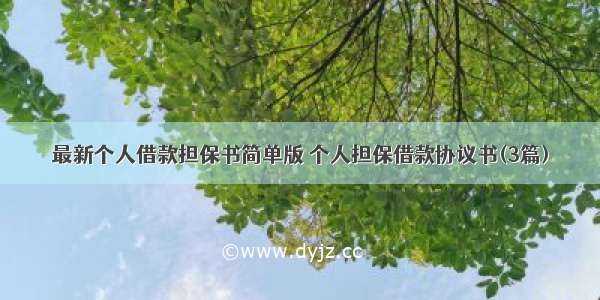 最新个人借款担保书简单版 个人担保借款协议书(3篇)