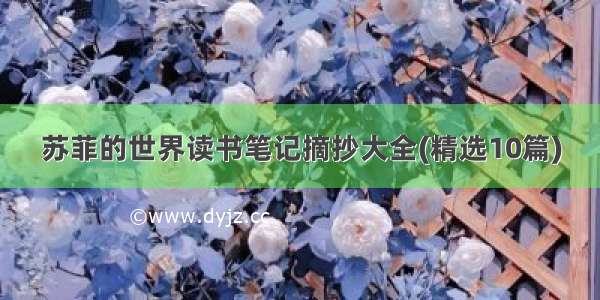 苏菲的世界读书笔记摘抄大全(精选10篇)