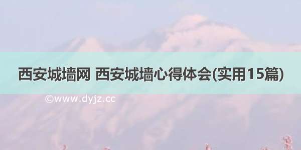 西安城墙网 西安城墙心得体会(实用15篇)