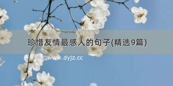 珍惜友情最感人的句子(精选9篇)