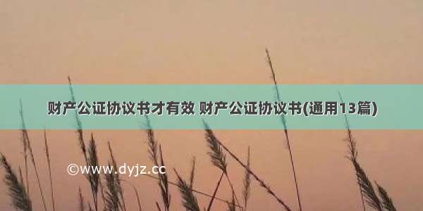 财产公证协议书才有效 财产公证协议书(通用13篇)