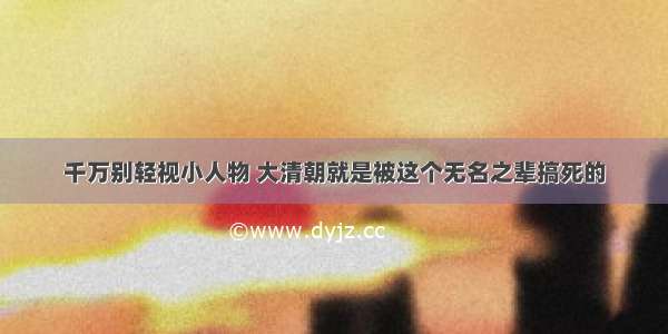 千万别轻视小人物 大清朝就是被这个无名之辈搞死的