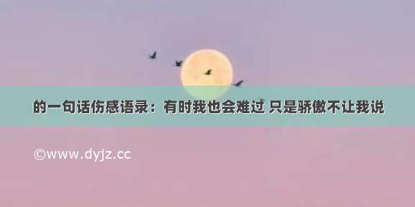 的一句话伤感语录：有时我也会难过 只是骄傲不让我说