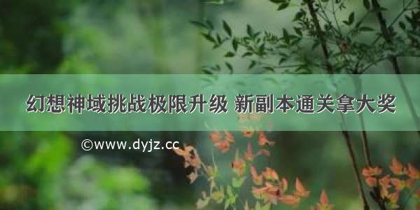 幻想神域挑战极限升级 新副本通关拿大奖