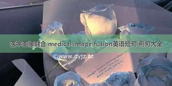 医学图像融合 medical image fusion英语短句 例句大全