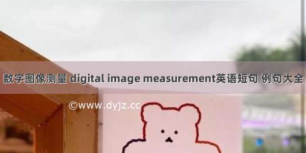 数字图像测量 digital image measurement英语短句 例句大全