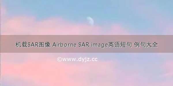 机载SAR图像 Airborne SAR image英语短句 例句大全