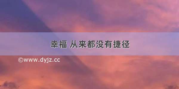 幸福 从来都没有捷径