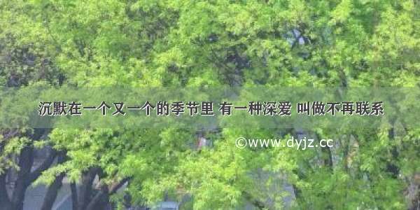 沉默在一个又一个的季节里 有一种深爱 叫做不再联系