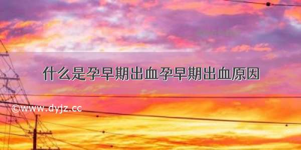 什么是孕早期出血孕早期出血原因