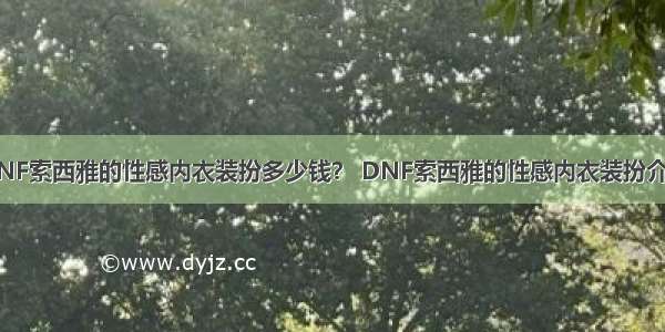 DNF索西雅的性感内衣装扮多少钱？ DNF索西雅的性感内衣装扮介绍